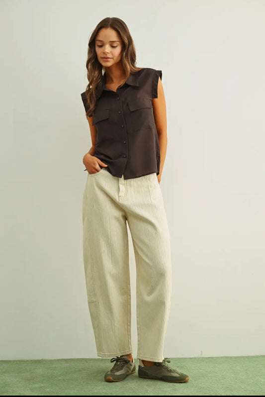 Brown Collar Button Up